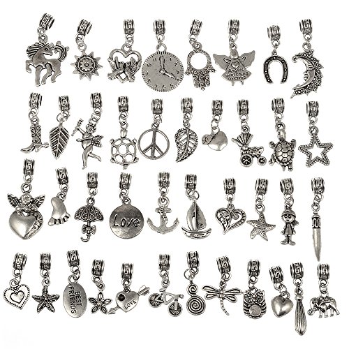 Cuentas de plata tibetana para colgar en pulseras, de Rubyca - Varios estilos