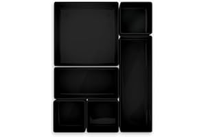 Lilly Things ANTIRUTSCH Schubladen Ordnungssystem (Schwarz 6-teilig) Schubladen Organizer Schubladeneinsatz Aufbewahrungsbox für Make-Up Kosmetik Schminktisch Schreibtisch Büro Bad Küche