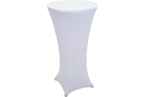 Mendler Set Stehtisch + Stehtischhusse HWC-J30, Bistrotisch Tischhusse, klappbar höhenverstellbar Ø 60cm - Husse Weiss