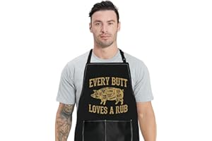 BWWKTOP Funny Pig Pork BBQ Grilling Apron With Pockets Pig Meat Smoker Pork Lover Gifts Every Butt Loves A Rub Apron