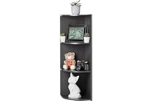 Iris Ohyama Estantería Esquinera de 3 Niveles, Negro, Exposición, Modular, Almacenamiento, para Sala de Estar, Habitación, Oficina, Espacio Ahorrado, Librería, Montaje Fácil, CX-3C