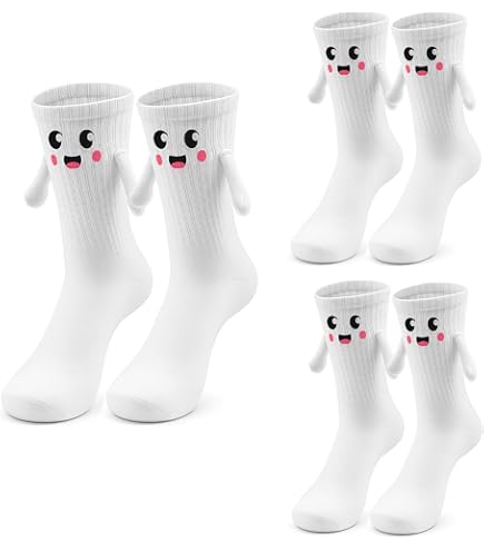 RYMAUP®3 paar unieke magnetische sokken, geschikt als cadeau voor ouders en familie, vriendschapssokken voor dames, heren, partners, kinderen, cadeau-idee, zwart