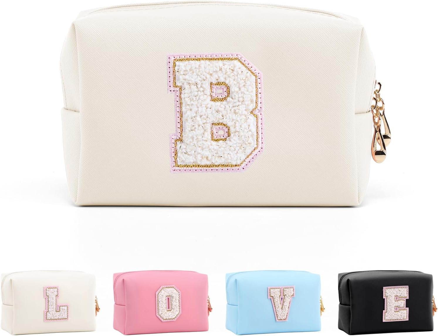 Anntry Bolsa de Maquillaje, Bolsa de Cosméticos Impermeable de Viaje, PU Cuero, Neceser de Baño, Bolsa De Aseo Y Almacenamiento para Mujer,Cosas Preppy para niñas Adolescentes (Letra A-Z)