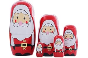 Amosfun 1 Satz Weihnachten Matroschka Matryoshka Matrjoschka Weihnachtsmann Russische Nesting Dolls Puppen Spielzeug Mitgebsel für Kinder Baby Weihnachtsdeko