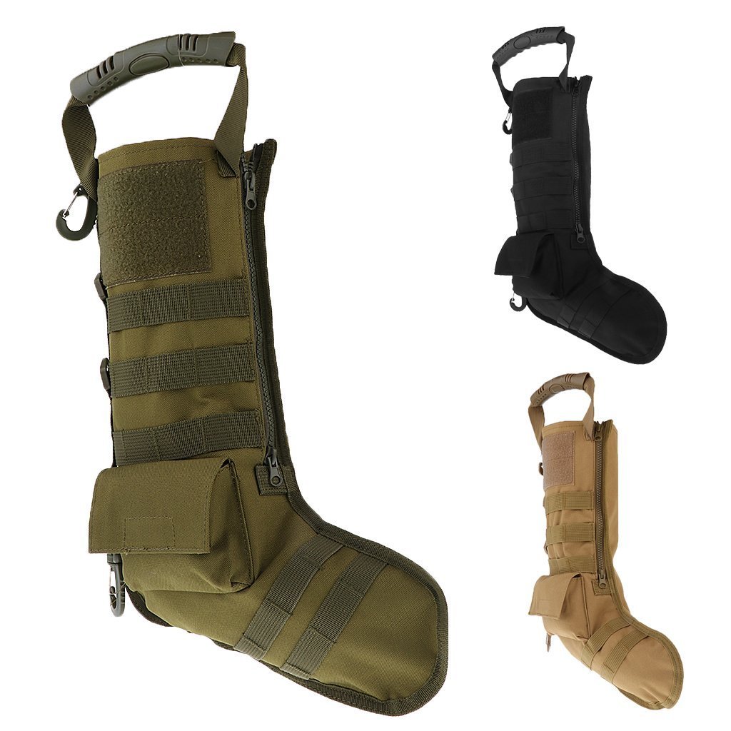 Taktische Weihnachtsstrümpfe Molle – Schwarz, Nylon, 44x22 Cm, Mit Reißverschluss & D-Ringen