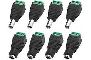 Lunpog 8 stycken 5,5 mm x 2,1 mm hane och kvinnlig DC-kontakt uttag nätadapter för CCTV-kamera, LED-list lyser adapter kontak