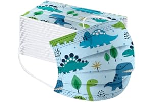 Lomelomme 50 Stück Kinder Einweg 3-lagig Niedlich Druck Mund und Nasenschutz mit Motiv Cartoon Druck Mund Nasens Bedeckung Atmungsaktiv Staubdicht Mundschutz Bandana Halstuch für 5-14, Jungen Mädchen