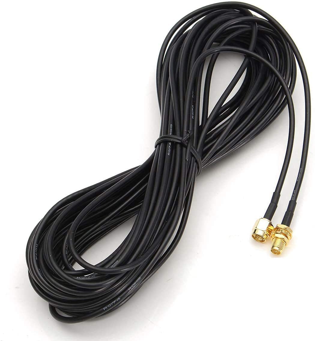 GraspaDeal SMA Male to SMA Female WiFi Antenna Extension Cable SMA Male to SMA Female RF Connector Adapter RG174 (5 m),Black