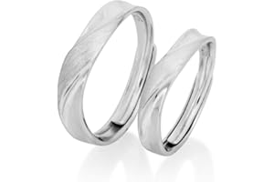 Nature Rebel Partnerringe Paar Ring Set für Sie und Ihn 925 Silber größenverstellbar gebürstet matt schlicht