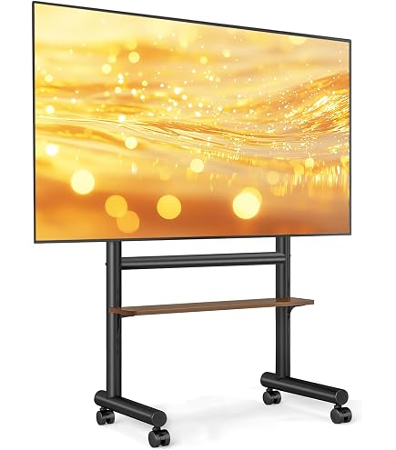 FITUEYES Meuble TV Sur Roulettes Ultra Mobile – TV 40 à 85 Pouces, Hauteur Réglable, Charge Max 60 Kg, VESA Jusqu'à 600x400 Mm – Idéal Maison, Bureau & Conférence