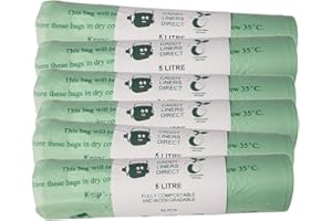 CADDY LINERS DIRECT 5 Litre x 312 BioBag Compostable Biodegradable Kitchen Food Waste Caddy Bin Liner Bags - Certified EN13432 (5L-300)
