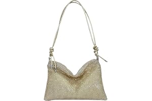 MUYAPAY Strass Scintillanti Pochette Donna Elegante, Pochette Oro Classico e Versatile Tracolla Regolabile Borsa Oro, Clutch Donna Alta Capacità per Feste Banchetti Matrimoni