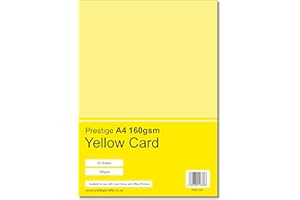 PRESTIGE SALES ONLINE Prestige A4 160gsm Coloured Card Printing Inkjet Laser Craft Card - 50 Sheets per Pack - 19 Colours (Yellow)