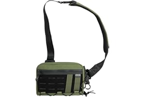 TACTICAL_GEEK Cache L3S EDC Bolso Sling Para Pecho, Bolso cruzado, Nylon CORDURA, Bolso de Hombro, Porte Viaje, Cremallera YKK, Mochila Táctica de Hombro, Correa Ambidiestra de Excursionismo, Verde