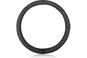 Ergocar Antypoślizgowy pokrowiec na kierownicę samochodową, sportowy pokrowiec na kierownicę, z mikrofibry, zamsz, na zimę, ciepły, średnica 38 cm, czarny