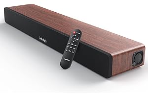 MEREDO Soundbar in Legno per TV con subwoofer integrato 165W 2.1CH Soundbar con ARC cavo 5 modalità EQ (regola bassi e alti) BT 5.0/ottico/AUX per home theater - 79CM, Marrone