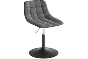 ‎WOLTU WOLTU Toaletka, stołek do toaletki, do sypialni i jadalni – regulacja wysokości, obracany o 360° z oparciem, wykonany z wygodnego aksamitu, ciemnoszary, BH300dgr-1