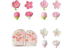 BIBITI 12 Stück Anstecker für Crocs Kinder Clogs,Sakura Jibbitz Shoe Charms Blumen Schuh Zubehör,Damen Mädchen Schuhanstecker Flower Pins Set Schuhe Charm Blume Decoration Cute Schuhanstecke Rosa Accessoires