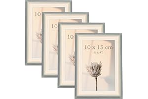 YoHyien 4 Piezas Marcos de Fotos 10x15, Marcos para Cuadros de Sobremesa de Pie, Portaretratos para Fotos para Pared, Picture Frame for Wall (Verde Salvia, 10 x 15 cm)
