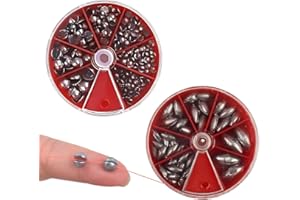 UIEXAY 2 Boîtes Plombs pour Pêche, Plomb Bouche, Non Toxique Portable Split Shot Set,plomb peche, Accessoires de Pêche avec Boîte de Rangement