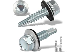 NUTS OT NUTS Lot de 120 vis à tôle trapézoïdale auto-taraudeuses avec rondelle d'étanchéité 4,8 x 19 mm + 2 douilles hexagonales M8, vis Spengler, galvanisées, vis de toit en métal, argentées