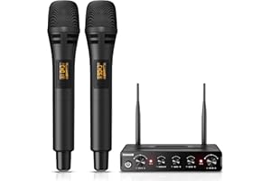 TONOR TW350 Wireless Microphones for Singing,UHF Handheld Dynamic Karaoke Mics& Receiver for Deveices with XLR&6.35mm Audio Interfaz, 200ft. for Wedding, DJ, Party, Church,Outdoor Events, Black