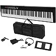 Folding Piano Keyboard, 88 Keys Semi-Weighted Keyboard Support Bluetooth MIDI, Portable Keyboard Piano with Sustain Pedal and Piano Bag for Beginner (Black)