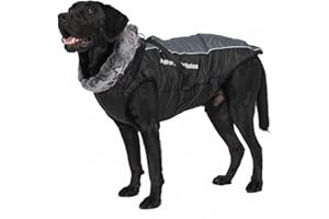 ENETOS Chaqueta de invierno para perros 2 en 1 funciona con arneses prueba de viento chaleco reversible para perro abrigo de invierno ropa cálida para clima frío chaqueta para perros medianos grandes
