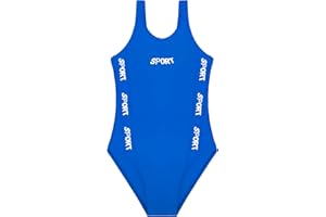 POWER FLOWER Maillot de Bain Sportif pour Filles, Maillot de Bain Une pièce, Vêtements de Bain athlétiques avec Bretelles épaisses pour Enfants de 8 à 16 Ans