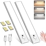 JESLED 120 LEDs Luce Armadio Led, 30CM Led Sottopensile Cucina3 Modalità, 3 Colori, Luminosità regolabile Luce con Sensore di