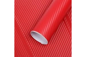 Rouleau de Vinyle 3D en Fibre de Carbone, Kacepar Film de Protection de Peinture pour Voiture, Moto, Van, décoration intérieure/extérieure imperméable, Effet 3D texturé, 50cm x 152cm - Rouge