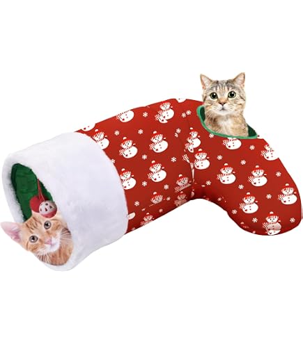 Hudson Comfort Katzen-Tunnel Für Weihnachtsbaum – Rutschfester Plüschtunnel Mit Ballspielzeug