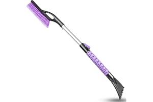 HEEYA Snow Brush and Ice Scraper for Car Windshield, 84cm Extendable Snow Brush with Foam Grip and Aluminum Alloy Rod, Snow Ice Removal for Truck SUV Vehicle Window