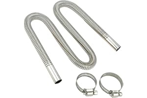CJHZQYY Stainless Steel Exhaust Pipe with 2 Clamps, 120cm Car Parking Heater, Parking Air Heater Fuel Tank Diesel Gas Vent Hose, Flexible Tail Pipe Diesel Gas Vent Gas Exhaust Hose for Auto, D:2.5cm