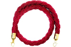 perfk Queue Rope Barrier Twisted Rope Crowd Control with Ends 1.5m/2m/3m - as described, 2m Red