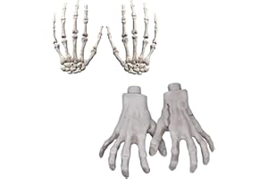 XONOR Halloween Skelett Hände realistische lebensgroße gefälschte Plastikhände für Halloween Requisiten Dekoration (2 Paare)
