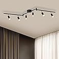 Bojim LED Ceiling Lights Rotatable, 6 Way Ceiling Spotlights, Ceiling Kitchen Light Black, Spotlight bar for Living Room Bedroom, Track Lighting Ceiling 6W GU10 Warm White 2700K 550LM, Bulbs Included