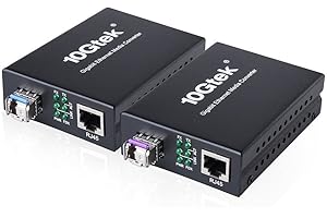 H!Fiber.com a pair of Bidi Gigabit Ethernet Media Converter, 1.25G SFP to RJ45 Fiber to copper, Built-in Bidi SFP Transceiver (1000Base-LX, 20km, singlemode simplex LC)