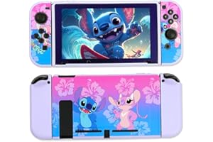 PERFECTSIGHT Coque de protection compatible avec Nintendo Switch - Kawaii - Coque de protection fine en TPU souple pour console NS et manettes Joycon - Motif dessin animé mignon - S & A