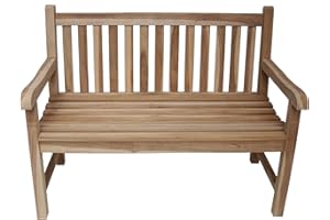 Ambientehome 2 Sitzer Bank Teakholz Gartenbank Teakbank, ca. 120 cm breit