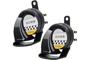 BSEICAL 2 Piezas Bocina Coche Potente de 12V 300DB, Bocinas Camion Bocina Coche Potente Tren, Claxon Coche Eléctricos Claxon Moto Universal, Motocicletas Vehículos Cuerno de Caracol Eléctrico (Negro)