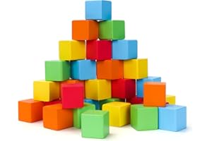 GOMEINA Montessori Educational Toys for 1-2-3-5 Year Olds Boys Girls, 30PCS Wooden Number Building Blocks Preschool Learning Toddler Toys Gifts Math Puzzle Games Stacking Toys 12-18 Months with Storage Bag