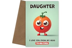 HEY CHIMP Daughter Birthday Card - I Love You Tomatoes - Funny Happy Birthday Daughter Card Unique Greeting Cards for Her