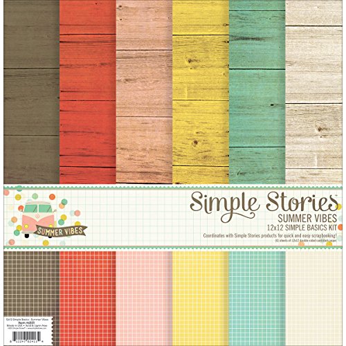 Simple Stories Paper Basics Kit 12-inch x 12-inch, Summer Vibes