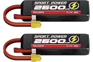 Hilldow M11 RC Battery 3S LiPo Akku 11,1V 65C 2600mAh mit XT60 Stecker, 2 Pack Lipo Battery Rechargeable für RC Flugzeug UAV Drohne FPV