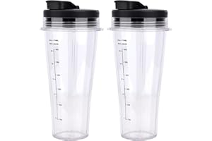 GREESUIT Lot de 2 gobelets de rechange avec couvercles pour mixeur Ninja – Tasses 24OZ avec boîtes compatibles avec Ninja Blender BN750EU BN800EU BN495EU CB350EU CB150EU CB100EU