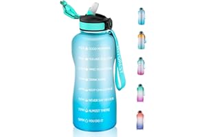 MYFOREST Water Bottle, Large Spout for Gulp/Removable Straw for Sip, Anti-Scratch Time Marker for Motivational Hydration, Drop-Resistant/BPA-free