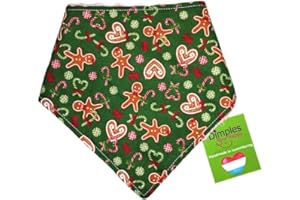 DIMPLES - SEW HAPPY Dimples Bandana pour Chien - Bonhomme de Pain d'épice de noël-Foulard pour Petits Chiens et Chats de Taille Moyenne et Grande - Bandana Chiot à la Main - Cadeau de Noel pour Chien 55cm