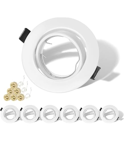 Spot Encastrable 50 Mm ZMH Spot Encastrable GU10 Set - Douilles GU10 230V Diamètre Du Trou 50mm Avec Socle En Inox Cadre D'éclairage Encastrable Spot Orientable 30° Pour Sources Lumineuses LED Halogène