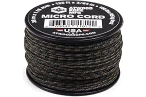 Atwood Rope MFG Micro Utility Cord 1.18mm X 125ft Reusable Spool | Tactical Nylon/Polyester Fishing Gear, Jewelry Making, Camping Accessories (Woodland)